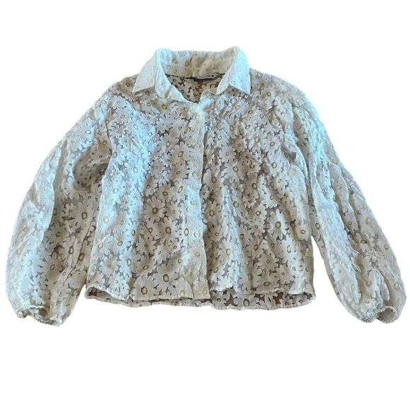 Women's Zara Daisy Cream Button Down Top - Picture 1 of 6
